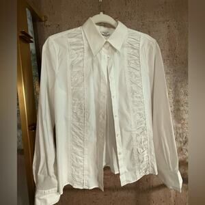 Armani Collezioni White Button Down “Tuxedo” Shirt